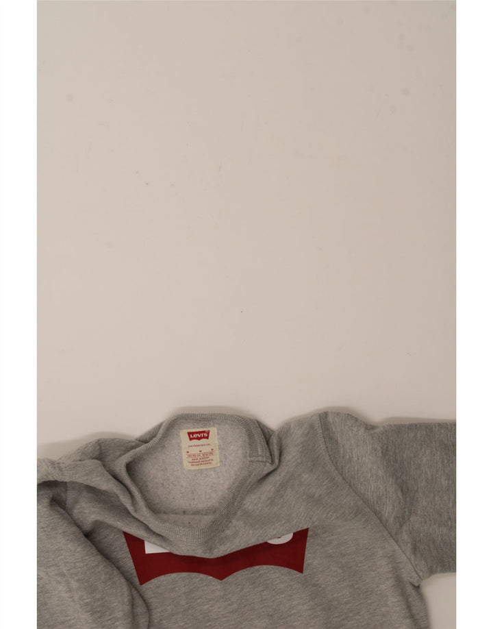 LEVI'S Boys Graphic Sweatshirt Jumper 10-11 Years Medium Grey Cotton Vintage Levi's and Second-Hand Levi's from Messina Hembry 