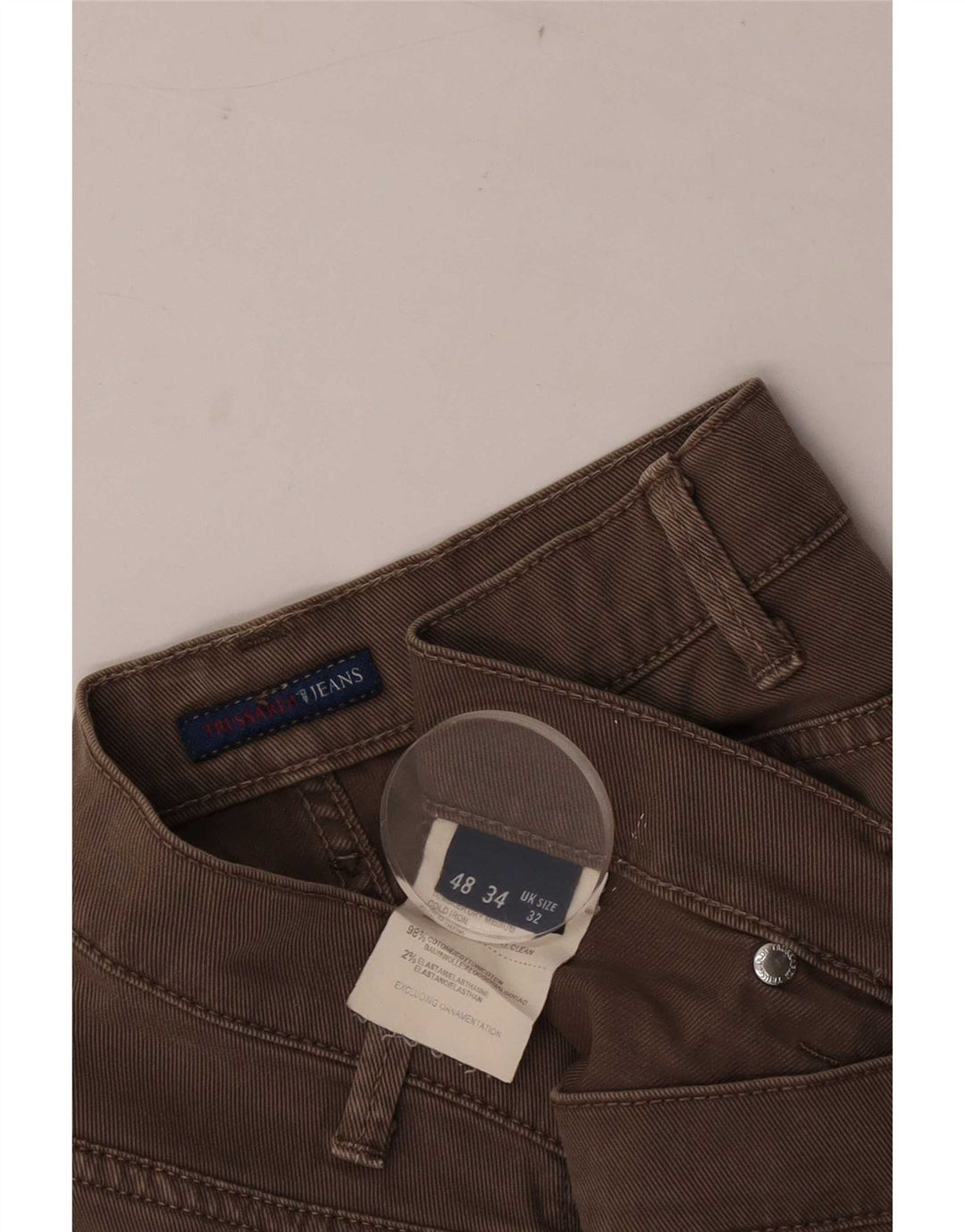 Trussardi Straight Jeans til mænd W32 L33 brun bomuld