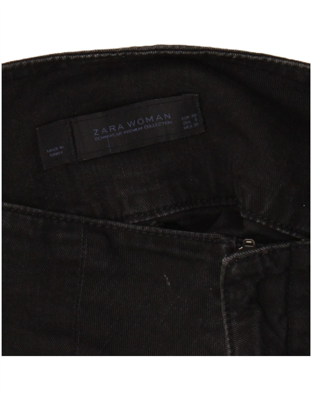 Zara Dame Mini Denim Nederdel EU 40 Medium W30 Sort Bomuld