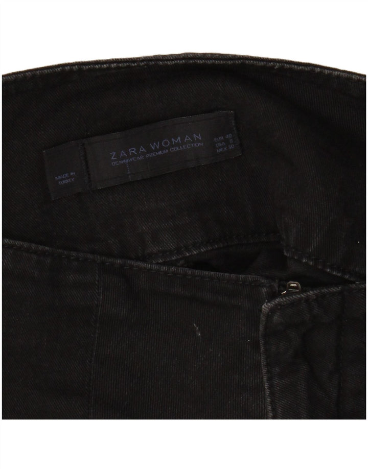 Zara Dame Mini Denim Nederdel EU 40 Medium W30 Sort Bomuld