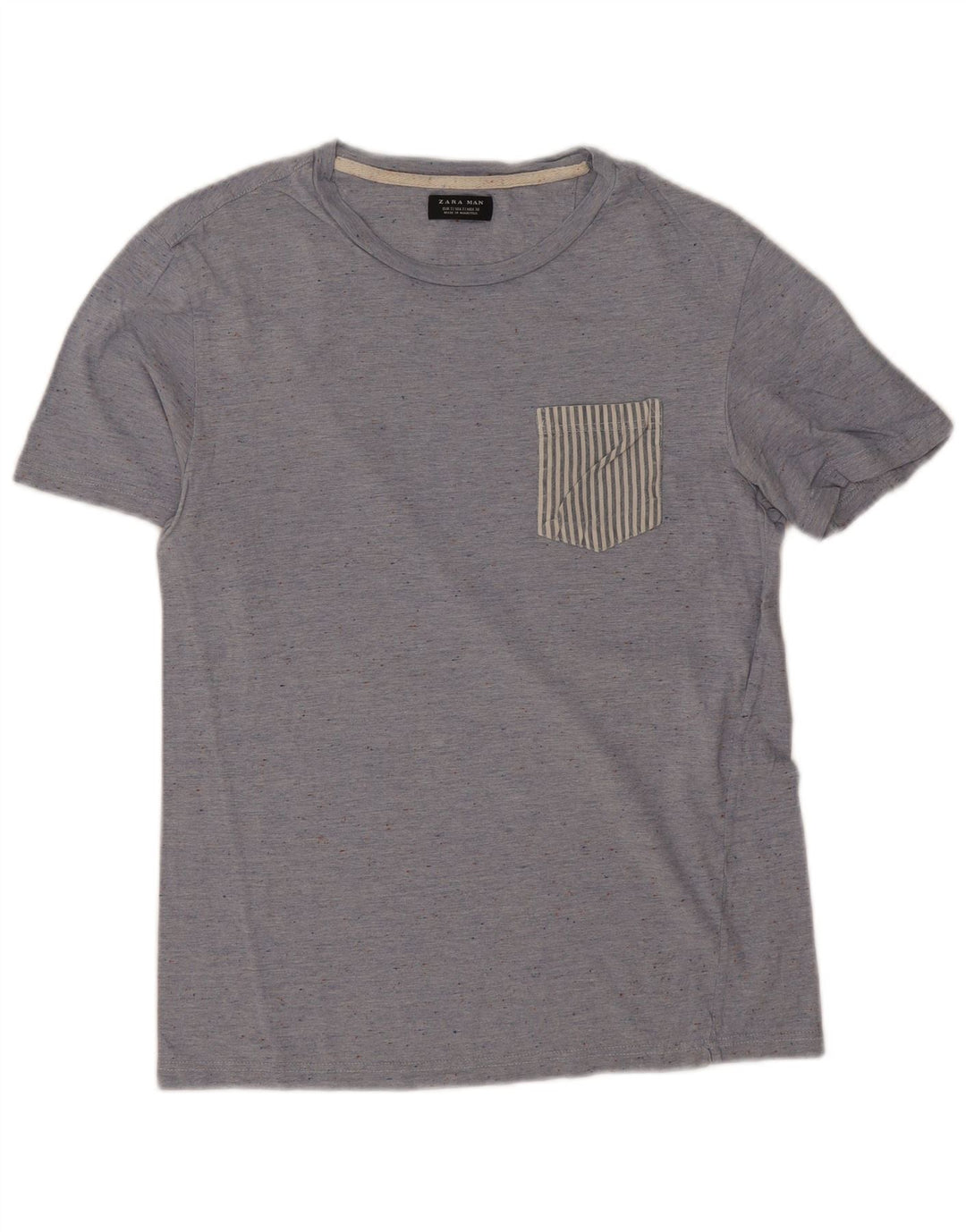 Zara Herre T-Shirt Top Lille Blå Flecked