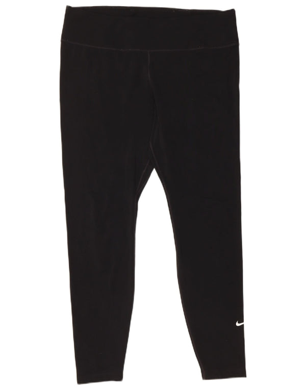 Nike Dame Dri Fit Crop Leggings UK 18 XL Sort Polyester