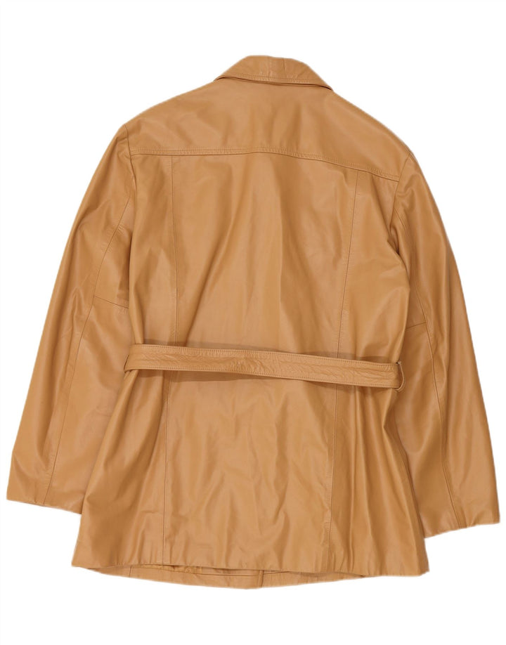 Benetton Dame Læderjakke UK 16 Stor Beige Læder