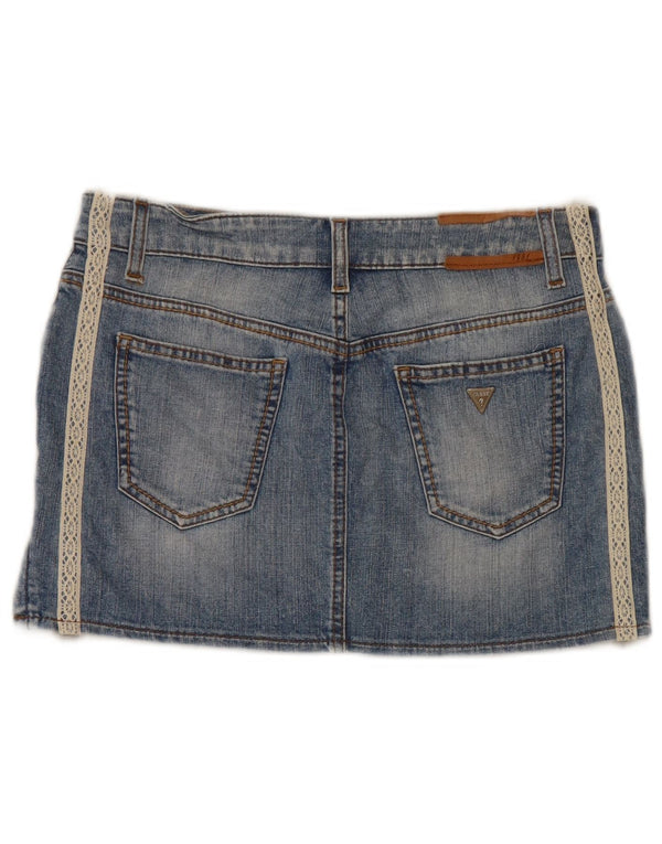 Guess, lavtaljet mini-denimnederdel til kvinder W29 Medium Blue Bomuld