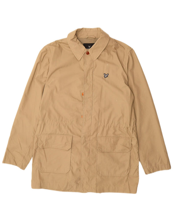 LYLE & SCOTT Herre Utility Jacket UK 40 Stor Beige Bomuld