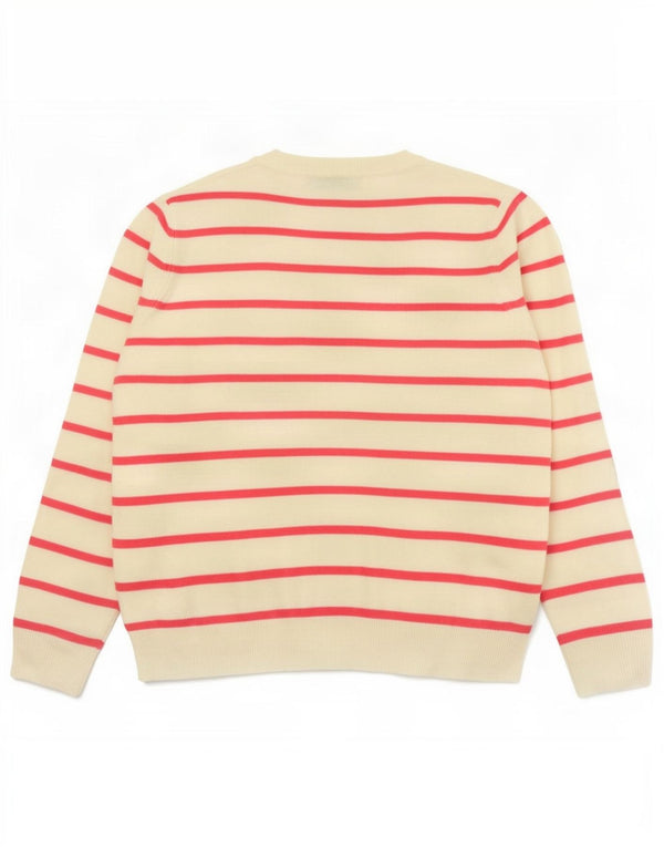 Marks & Spencer Dame V-hals sweater UK 14 Medium Pink Stribet