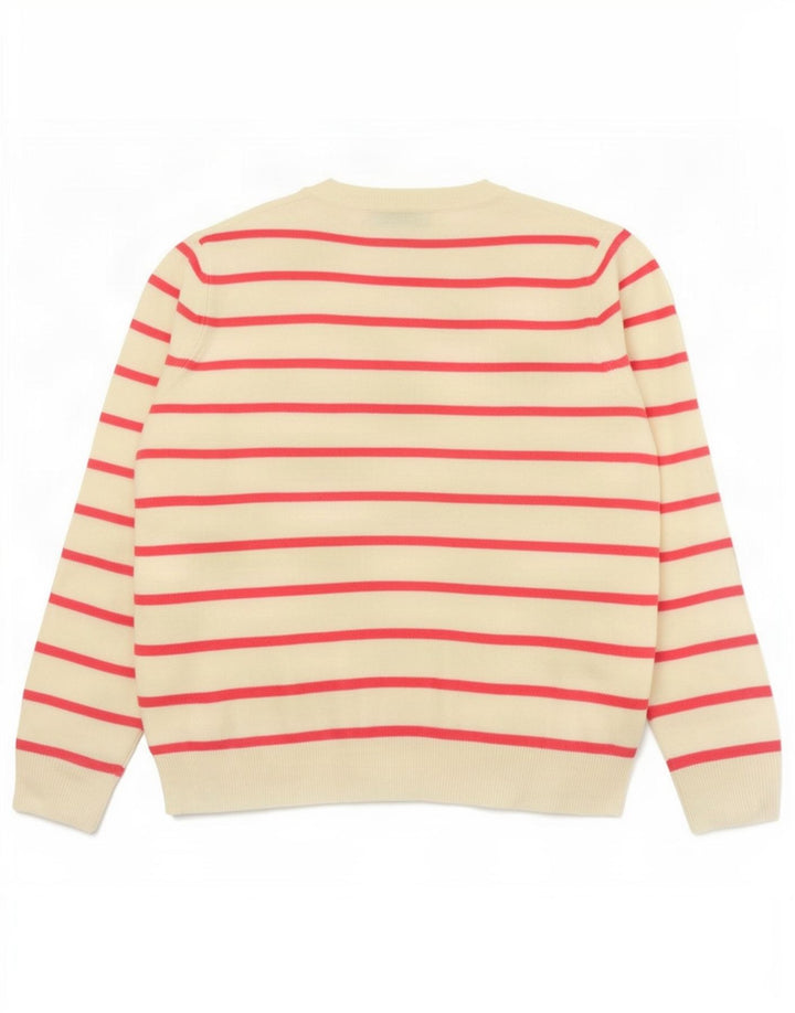 Marks & Spencer Dame V-hals sweater UK 14 Medium Pink Stribet