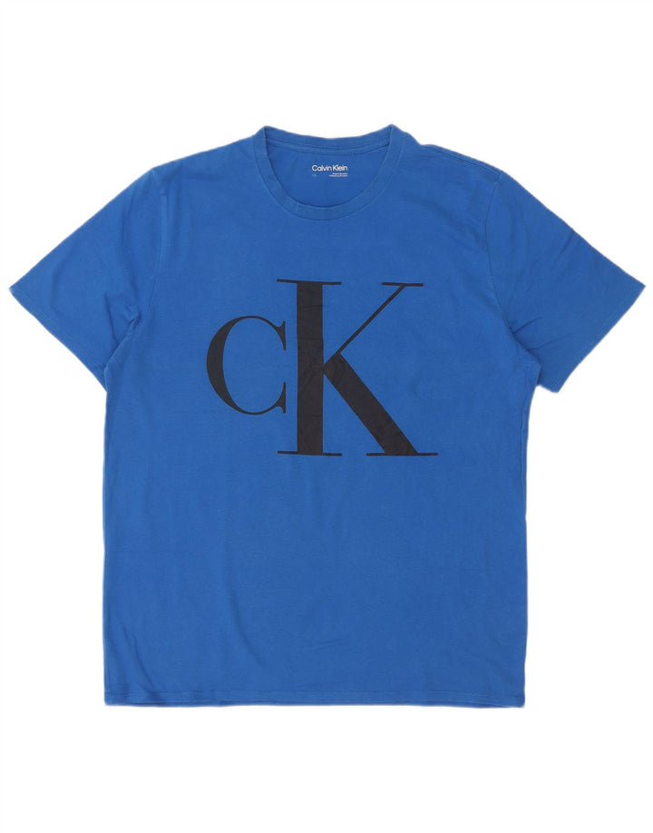 Calvin Klein Herre grafisk T-shirt Top Medium Blue Bomuld