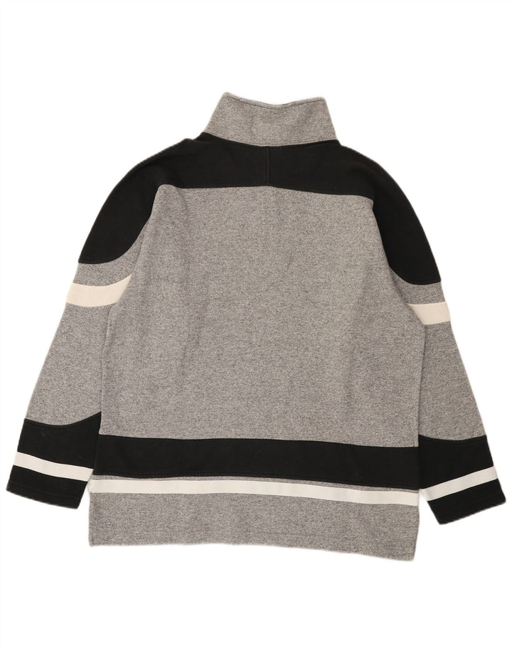 Champion Herre grafisk sweatshirt med lynlås-hals, lille grå farveblok
