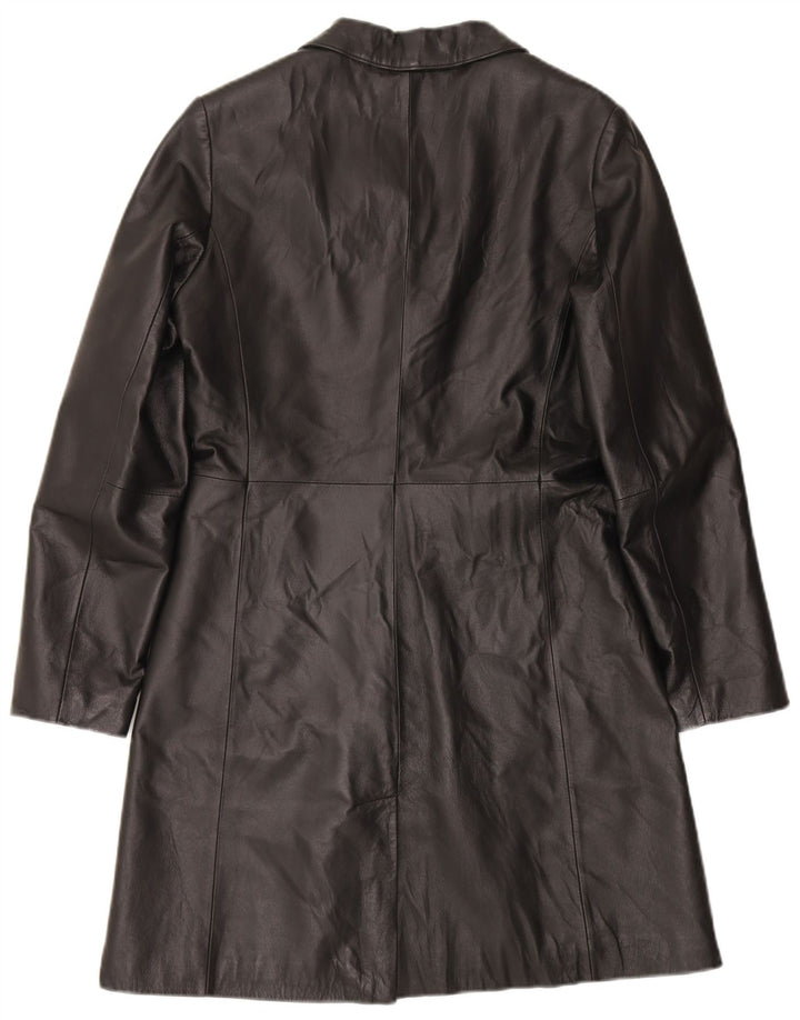 CONBIPEL Womens Leather Coat IT 44 Medium Black Leather