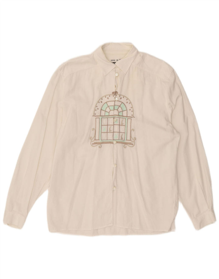 Enara Camice Grafisk skjorte til kvinder UK 14 Medium White Bomuld