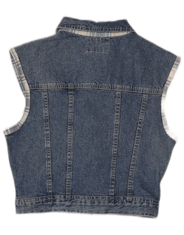 Squaw Womens Crop Denim Gilet UK 12 Medium Blue Cotton