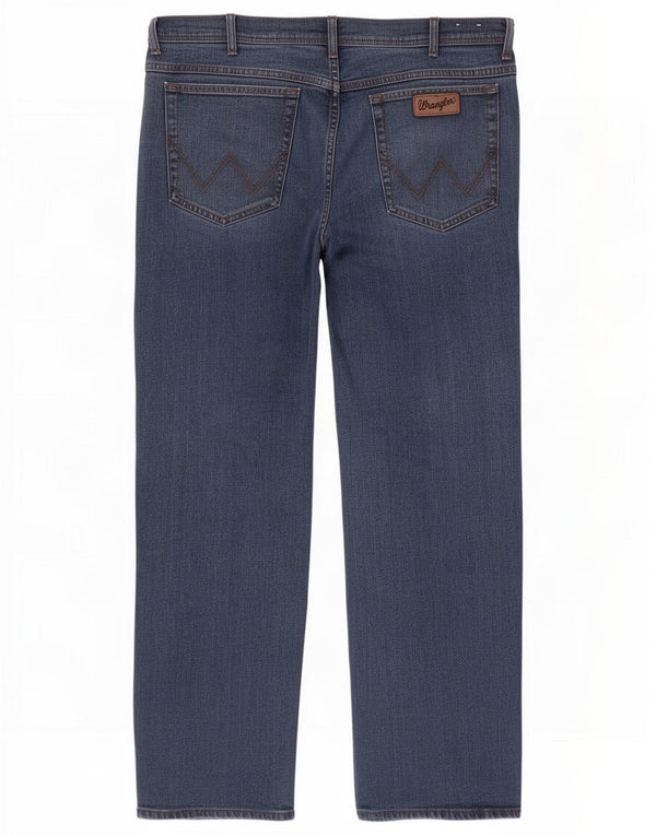 Wrangler Mens Texas Straight Jeans W42 L32 Navy Blue Cotton