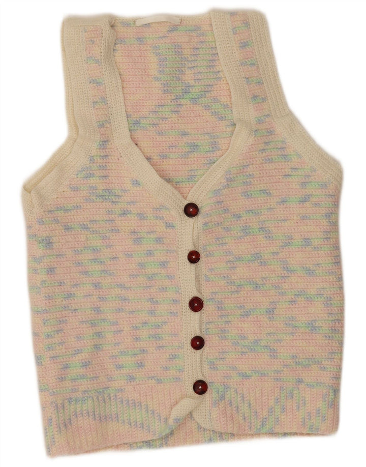 Vintage Dame Cardigan Sweater UK 14 Medium Flerfarvet Flecked