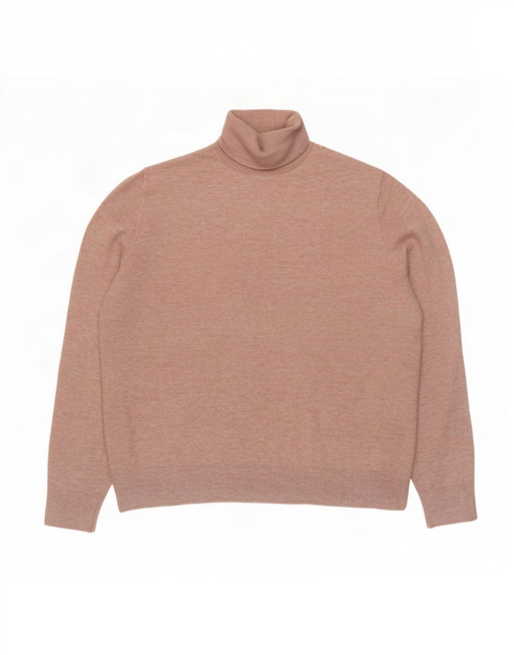 Marks & Spencer Dame Rullehals Sweater UK 14 Medium Pink Polyester