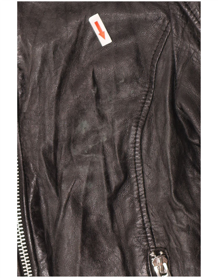 Gipsy Womens Læder Racer Jacket UK 10 Small Black Læder