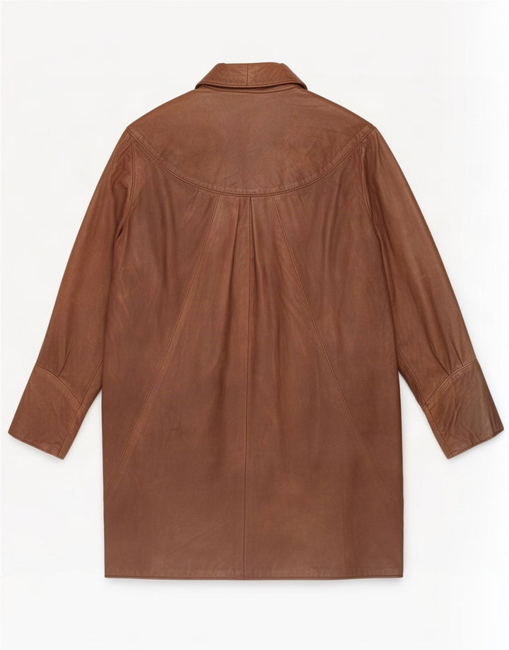 Vintage dame Batwing læderfrakke UK 16 Large Brown