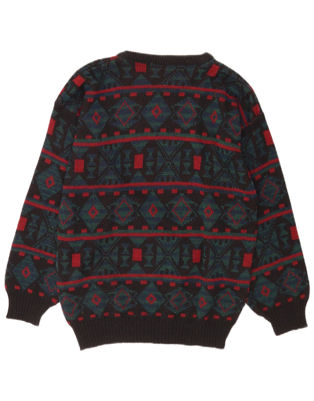 Vintage mænd med rund hals sweater mellemgrå geometrisk