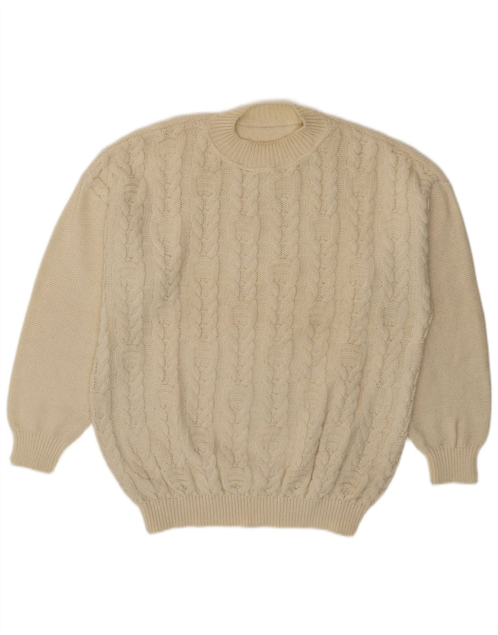 Vintage herre rund hals sweater stor beige