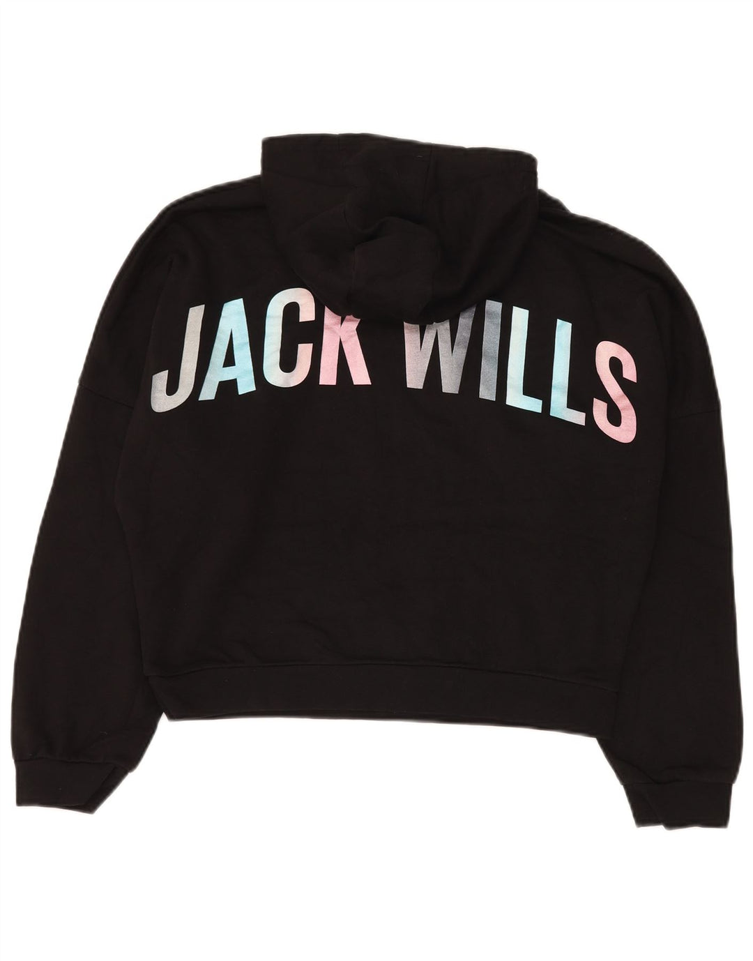 JACK WILLS Piger Oversized Crop Grafisk Hoodie Jumper 14-15 år Sort