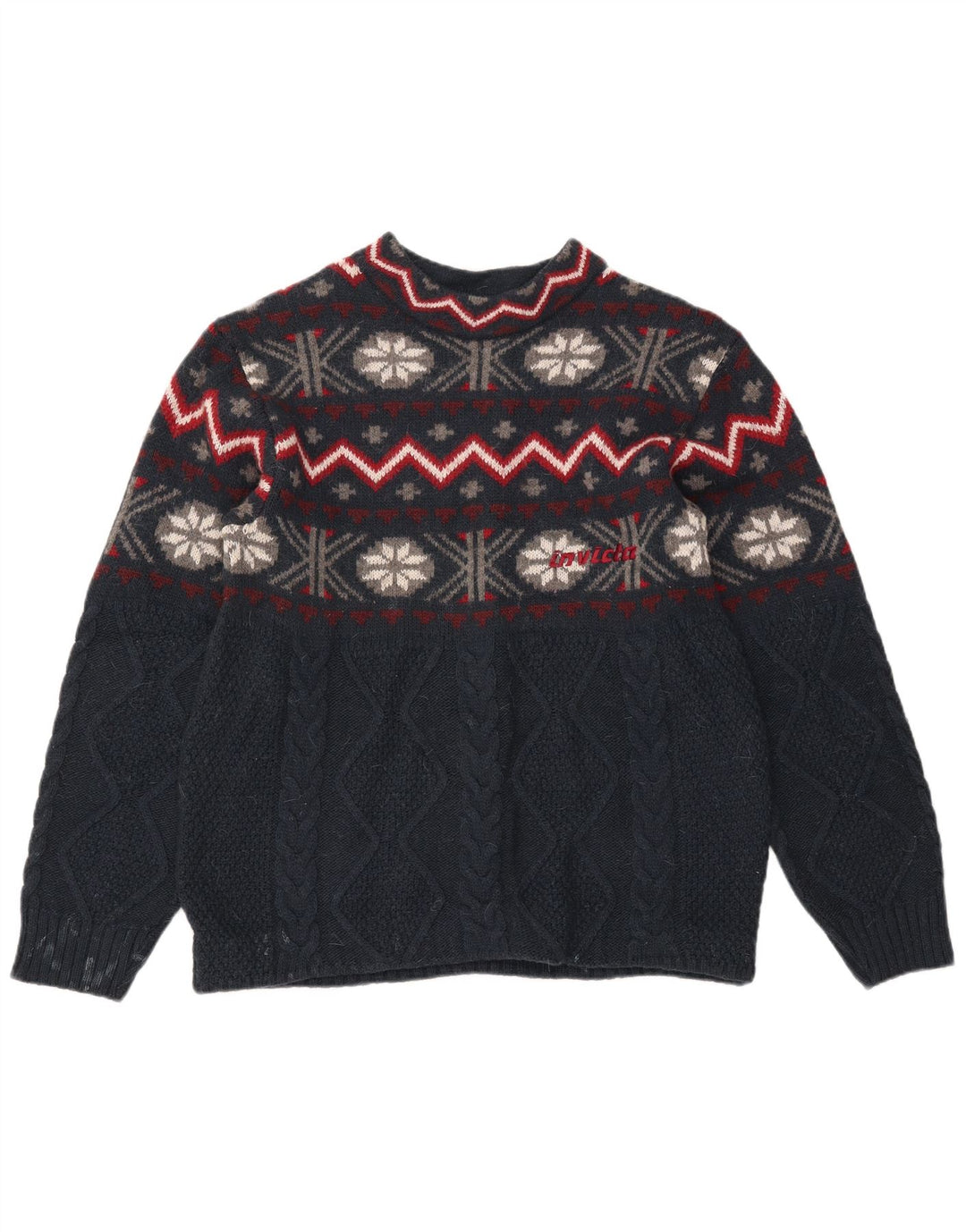 Invicta Herre sweater med rund hals, medium marineblå Fair Isle