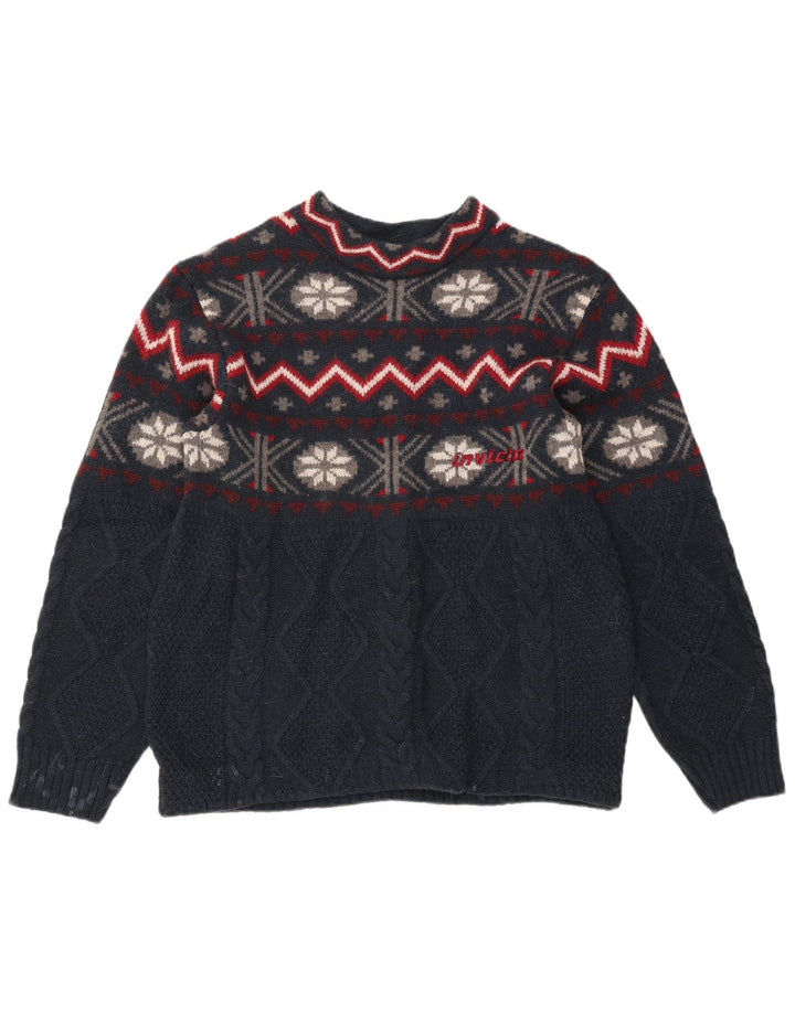Invicta Herre sweater med rund hals, medium marineblå Fair Isle
