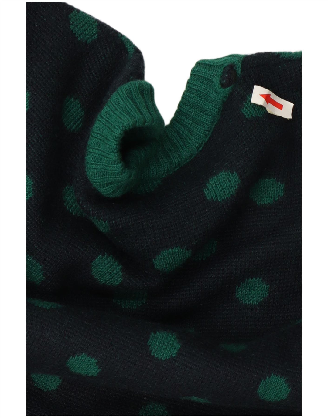 Vintage dame cardigan sweater UK 14 Medium Navy Blue Polka Dot Wool
