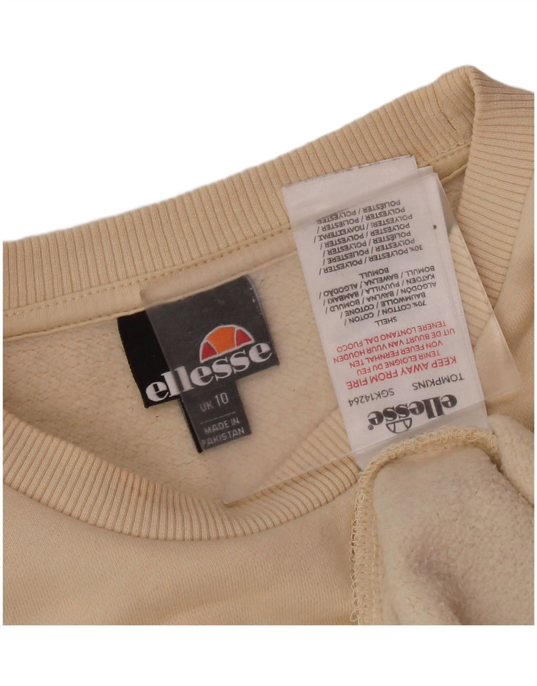 ELLESSE Dame grafisk oversize sweatshirt Jumper UK 10 Small Beige