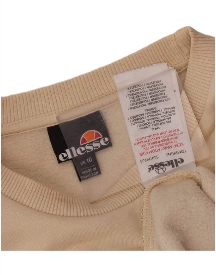 ELLESSE Dame grafisk oversize sweatshirt Jumper UK 10 Small Beige