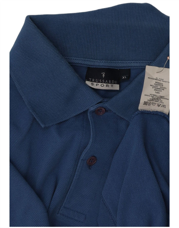 TRUSSARDI herre poloshirt XL blå bomuld
