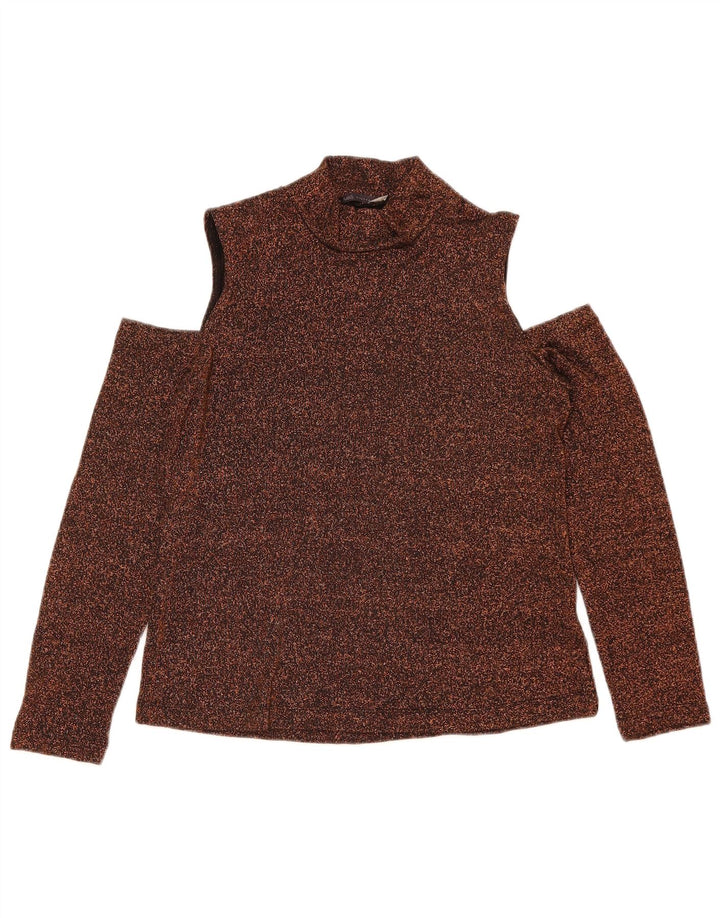 Marks & Spencer Dame Off Shoulder Top UK 10 Small Brown Flecked