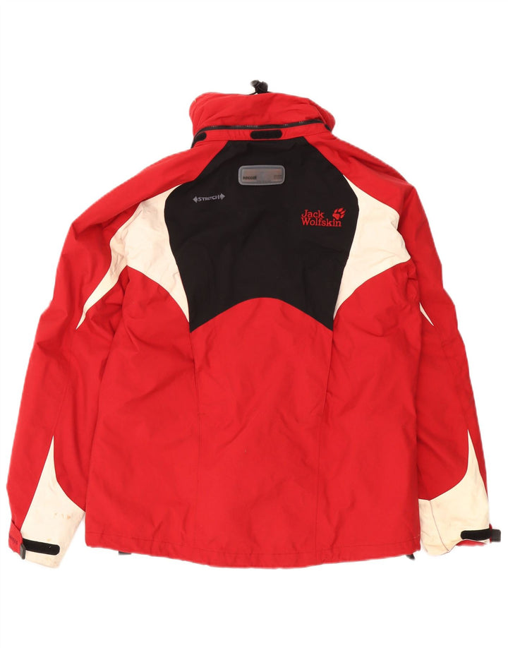 Jack Wolfskin Dame Windbreaker Jacket UK 10 Small Red Colourblock