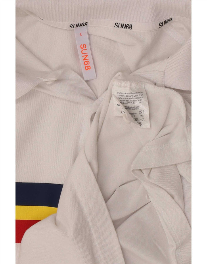 Sun68 Herre poloshirt Stor hvid stribet bomuld