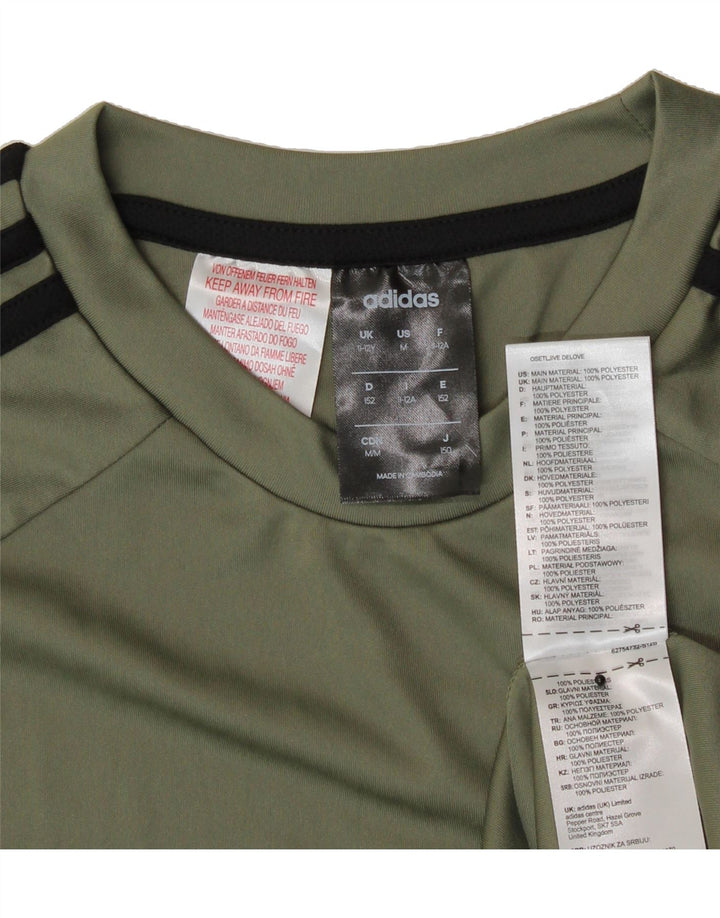 ADIDAS Boys Climalite T-Shirt Top 11-12 Years Khaki Polyester Vintage Adidas and Second-Hand Adidas from Messina Hembry 