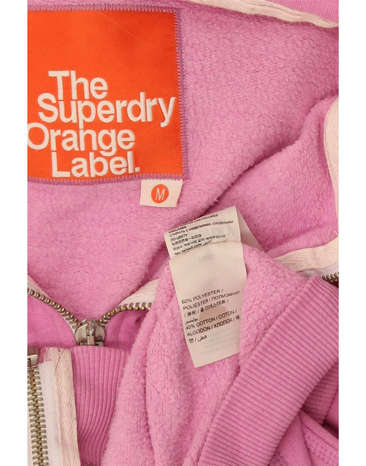 Superdry hættetrøje til kvinder med lynlås UK 14 Medium Pink Polyester