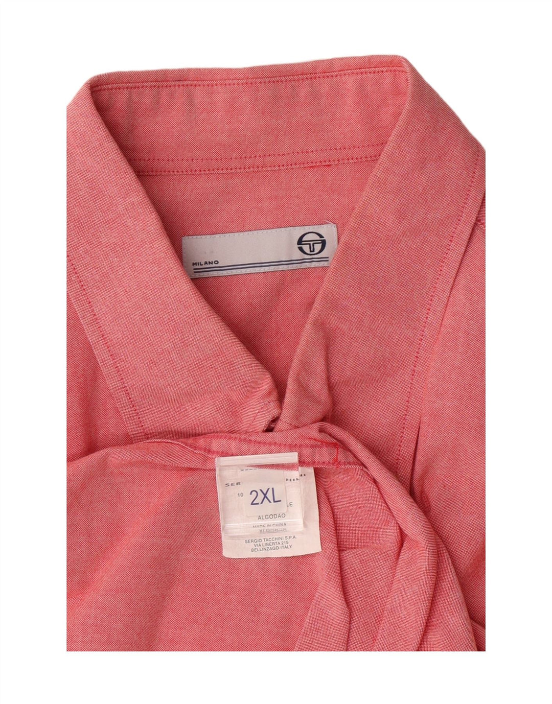 SERGIO TACCHINI Mens Milano Shirt 2XL Pink Cotton Vintage Sergio Tacchini and Second-Hand Sergio Tacchini from Messina Hembry 