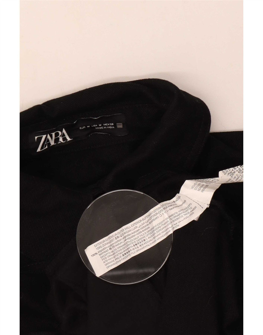 Zara Dame Oversized Shirt UK 14 Medium Sort Geometrisk Bomuld