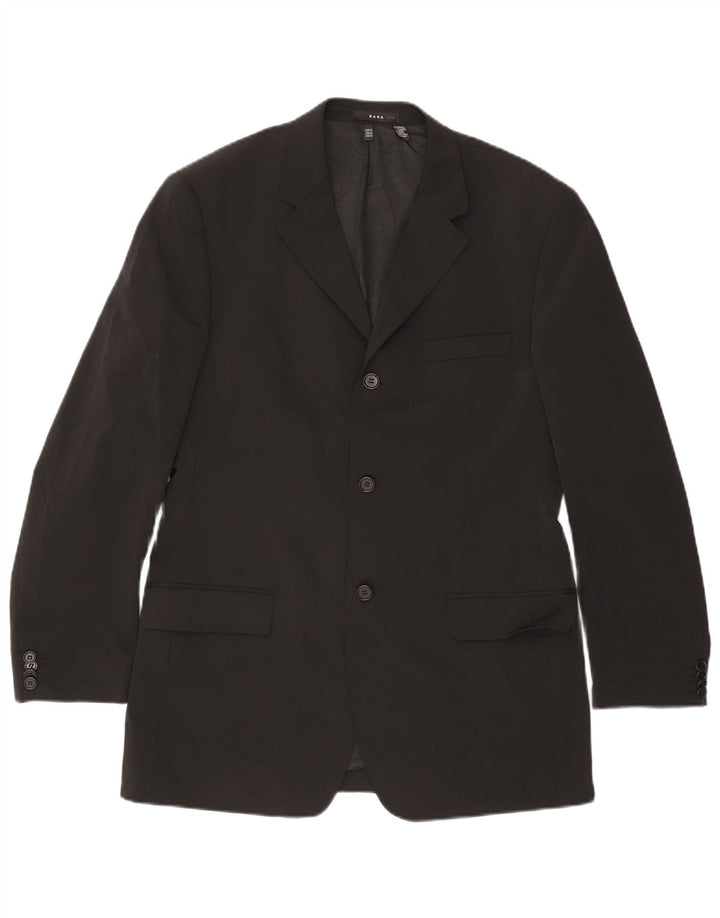 Zara Herre 3-knaps blazerjakke EU 52 Stor sort polyester