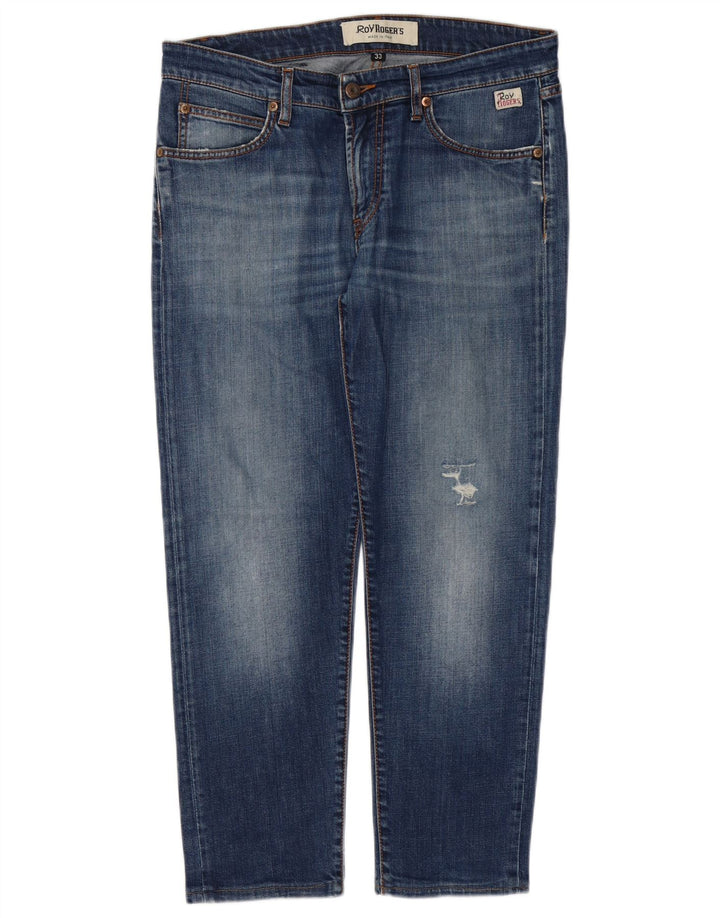ROY ROGERS Womens Distressed Tapered Jeans W33 L26 Blue Cotton