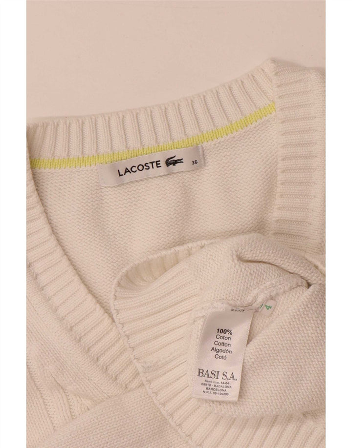Lacoste Dame V-hals sweater Størrelse 36 Lille hvid bomuld