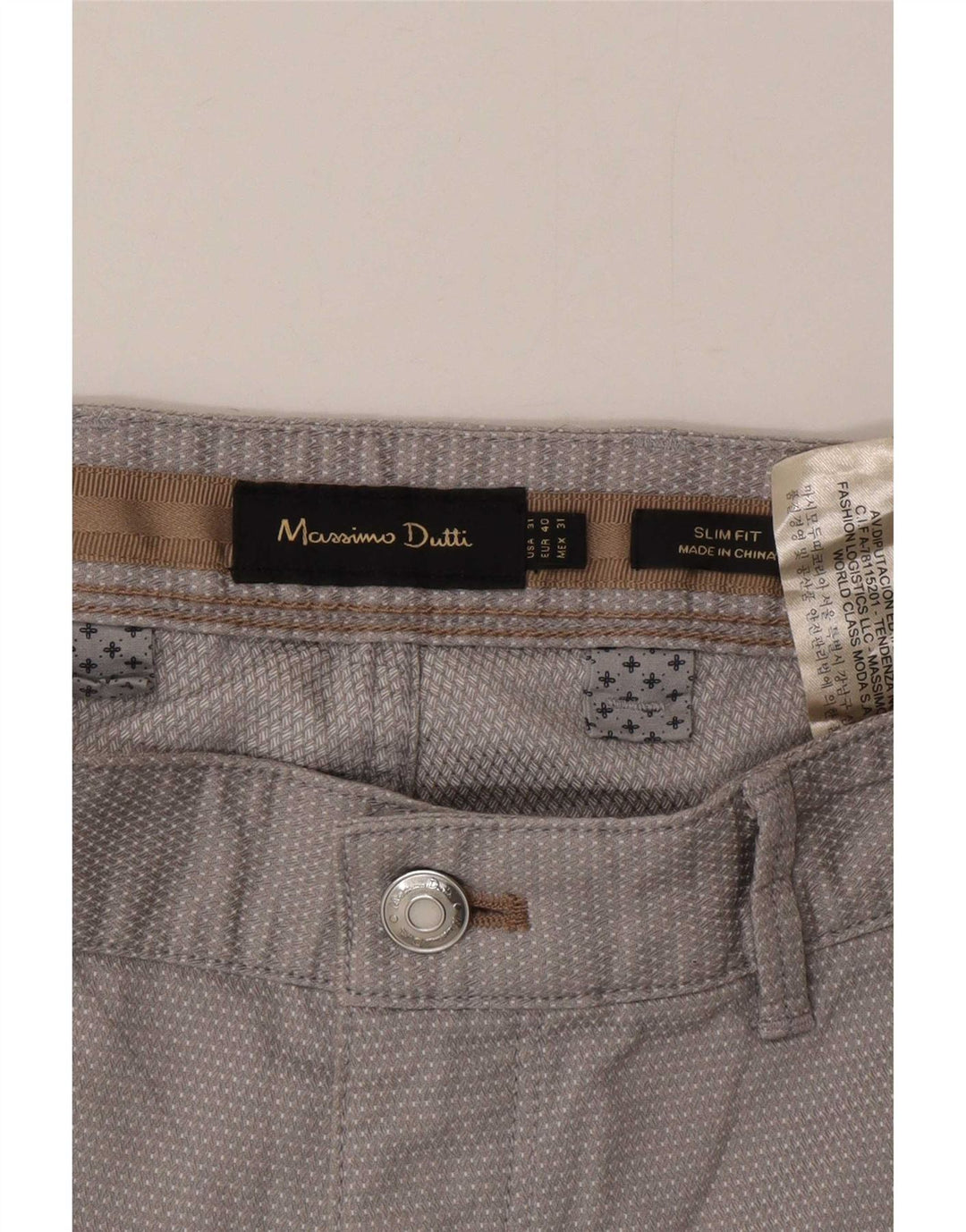 Massimo Dutti Herre Chinobukser EU 40 Medium W31 L30 Grå Plettet