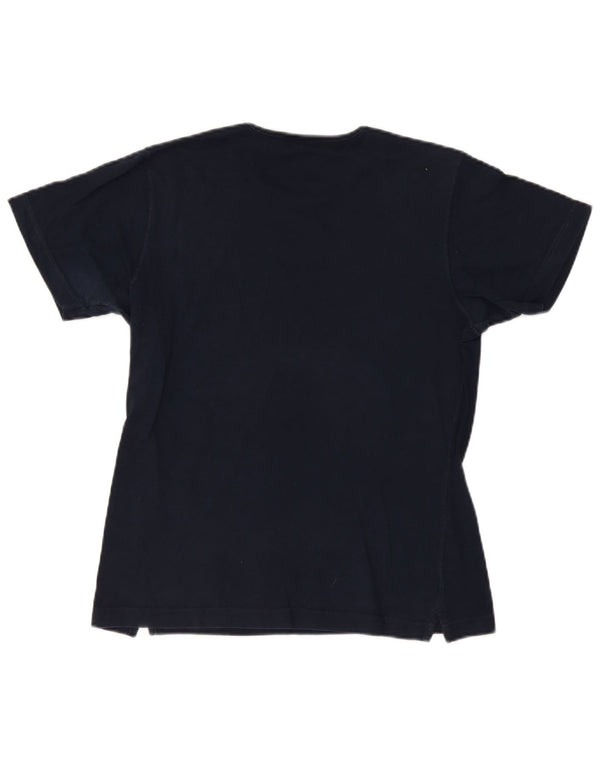 Champion Dame Grafisk T-Shirt Top UK 14 Medium Navy Blue Bomuld