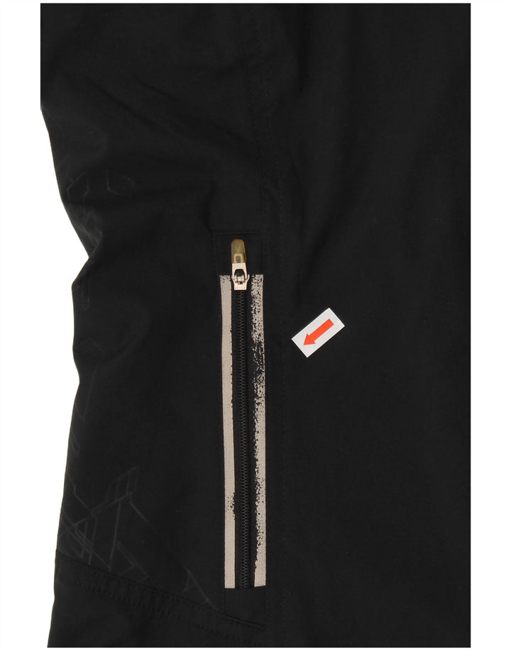 REEBOK Womens Hooded Tracksuit Top Jacket UK 10 Small Black Geometric