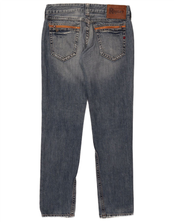Replay Dame Straight Jeans W28 L30 Blå Bomuld