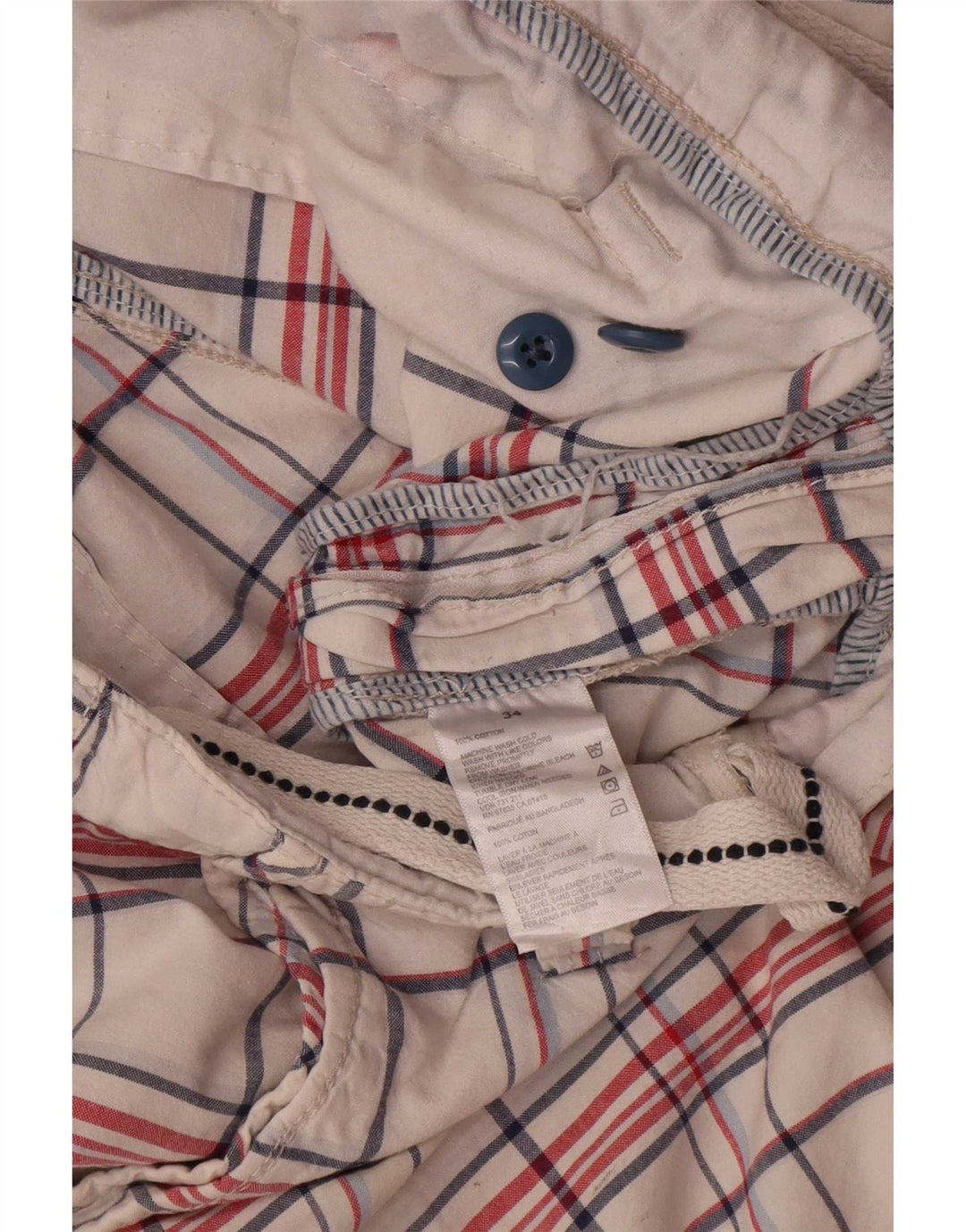 Nautica Herre Cargo Shorts W34 Stor hvid ternet bomuld