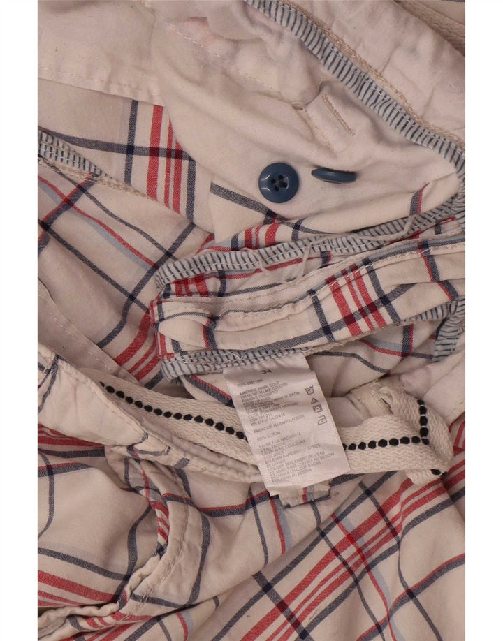 Nautica Herre Cargo Shorts W34 Stor hvid ternet bomuld