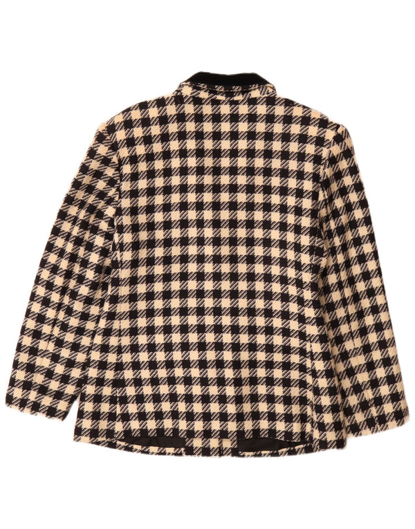 Vintage dame 3-knaps blazerjakke IT 46 Large Black Houndstooth Classic