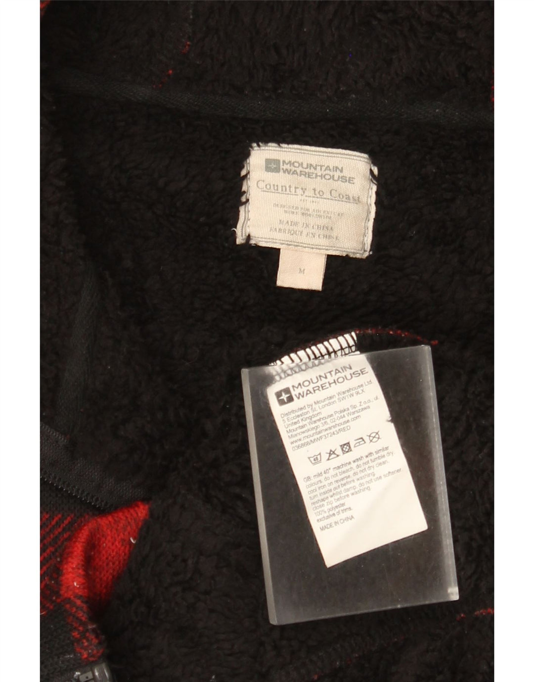 Mountain Warehouse Herre Sherpa Zip Hættetrøje Sweater Medium Rød Gingham