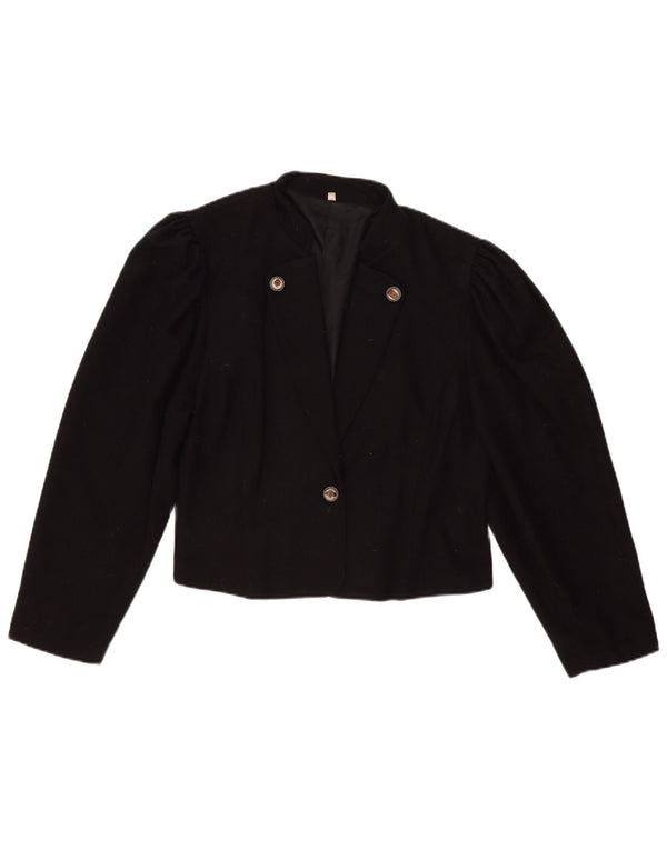 Vintage Dame 1 Knap Blazer Jakke IT 44 Medium Sort Uld