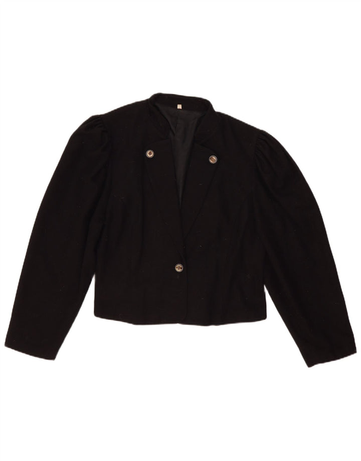 Vintage Dame 1 Knap Blazer Jakke IT 44 Medium Sort Uld